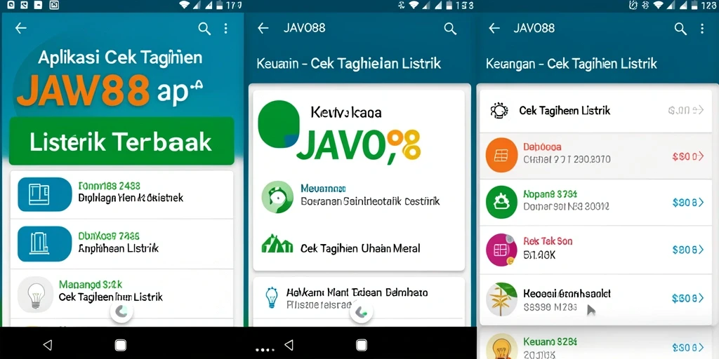 Antarmuka aplikasi JAVO88 untuk cek tagihan listrik