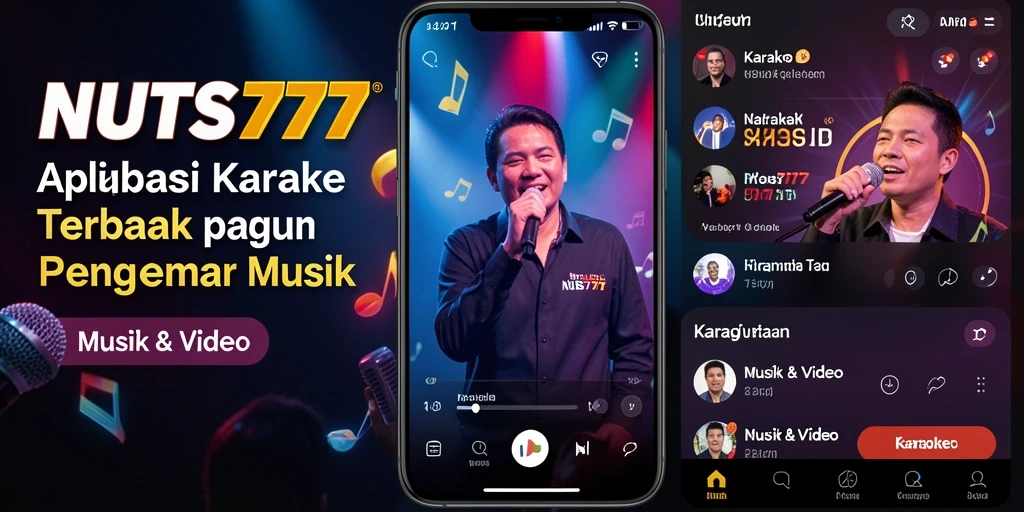 Tampilan antarmuka NUTS777 yang modern dan menarik saat melakukan Karaoke.