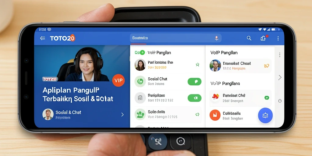 Antarmuka aplikasi TOTO20 dengan fitur panggilan VoIP yang mudah digunakan.